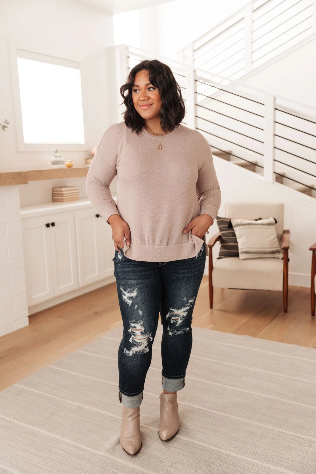 Ave Shops In The Forest Mocha Long Sleeve Top - Stylish & Comfortable Tops & Blouses 5 Ave Shops In The Forest Top In Mocha Clothing