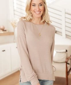 Ave Shops In The Forest Mocha Long Sleeve Top - Stylish & Comfortable Tops & Blouses 24 Ave Shops In The Forest Top In Mocha Clothing