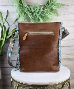 Myra Handbags & Wallets Indigo Aztec Cowhide Fringe Handbag