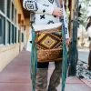 Myra Handbags & Wallets Indigo Aztec Cowhide Fringe Handbag