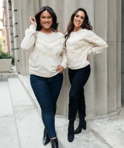 Ave Shops Into The Fringe Top In Beige Clothing