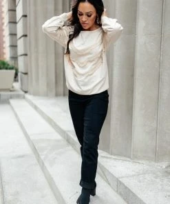 Ave Shops Into The Fringe Top In Beige Clothing