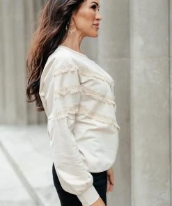 Ave Shops Into The Fringe Top In Beige Clothing