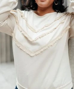 Ave Shops Into The Fringe Top In Beige Clothing