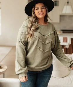 Ave Shops Into The Fringe Long Sleeve Top in Olive | Stylish Women's Blouse 20 Ave Shops Into The Fringe Top In Olive