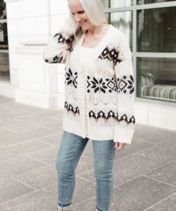 Ave Shops Clothing It's A Hot Cocoa Day Cardi In Ivory