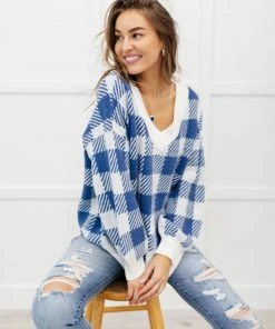 Ave Shops It's Picnic Day Sweater In Blue