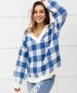 Ave Shops It's Picnic Day Sweater In Blue