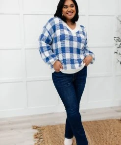 Ave Shops It's Picnic Day Sweater In Blue