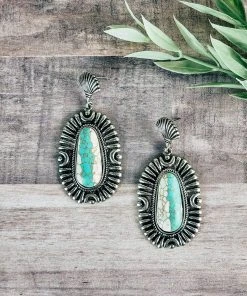 Blue Tortoise Jewelry Ivory & Turquoise Oval Earrings