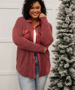 Ave Shops Clothing Ivy League Boyfriend Shacket In Wine