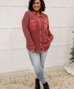 Ave Shops Clothing Ivy League Boyfriend Shacket In Wine