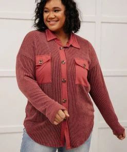 Ave Shops Clothing Ivy League Boyfriend Shacket In Wine