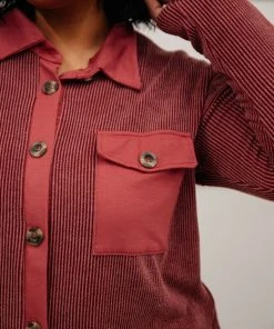 Ave Shops Clothing Ivy League Boyfriend Shacket In Wine