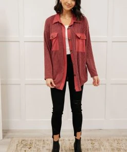 Ave Shops Clothing Ivy League Boyfriend Shacket In Wine