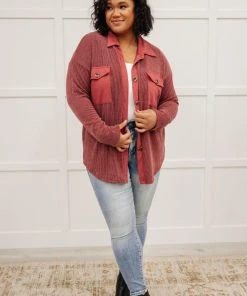 Ave Shops Clothing Ivy League Boyfriend Shacket In Wine