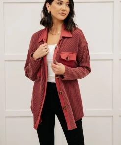 Ave Shops Clothing Ivy League Boyfriend Shacket In Wine