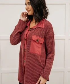 Ave Shops Clothing Ivy League Boyfriend Shacket In Wine