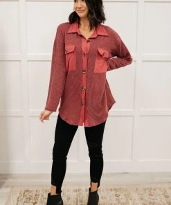 Ave Shops Clothing Ivy League Boyfriend Shacket In Wine