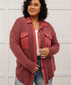 Ave Shops Clothing Ivy League Boyfriend Shacket In Wine