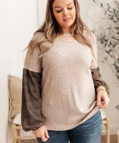 Ave Shops Jennica Top In Taupe - Stylish Long Sleeve Blouse for Women 24 Ave Shops Jennica Top In Taupe Clothing