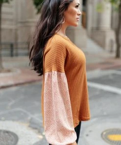 Ave Shops Jennica Top In Warm Spice | Long Sleeve Tops for Women | Elegant Tops & Blouses 24 Ave Shops Jennica Top In Warm Spice