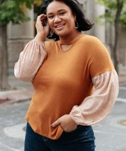 Ave Shops Jennica Top In Warm Spice | Long Sleeve Tops for Women | Elegant Tops & Blouses 21 Ave Shops Jennica Top In Warm Spice