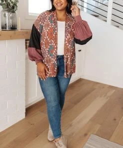 Ave Shops Jessie Mixed Print Cardigan