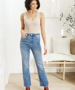 Ave Shops Jody Slim Flare Side Slit Jeans Bottoms & Jeans