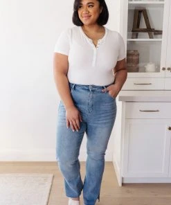 Ave Shops Jody Slim Flare Side Slit Jeans Bottoms & Jeans