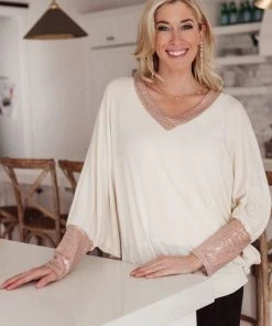 Ave Shops Clothing Just Enough Glam Sweater In Ivory