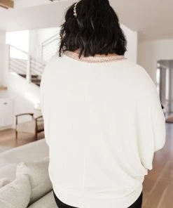 Ave Shops Just Enough Glam Ivory Sweater - Long Sleeve Tops for Women 34 Ave Shops Clothing Just Enough Glam Sweater In Ivory