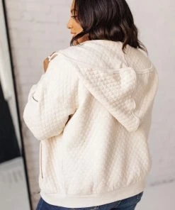 Ave Shops Keep Me Cozy Quilted Jacket In Cream Cardigans, Sweaters, Outerwear