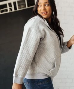 Ave Shops Keep Me Cozy Quilted Jacket In Gray Cardigans, Sweaters, Outerwear
