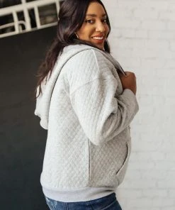 Ave Shops Keep Me Cozy Quilted Jacket In Gray Cardigans, Sweaters, Outerwear