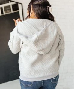 Ave Shops Keep Me Cozy Quilted Jacket In Gray Cardigans, Sweaters, Outerwear