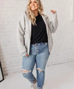 Ave Shops Keep Me Cozy Quilted Jacket In Gray Cardigans, Sweaters, Outerwear