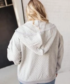 Ave Shops Keep Me Cozy Quilted Jacket In Gray Cardigans, Sweaters, Outerwear