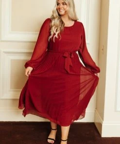 Ave Shops Simple And Pleated Dress In Rust Dresses, Rompers, Jumpsuits