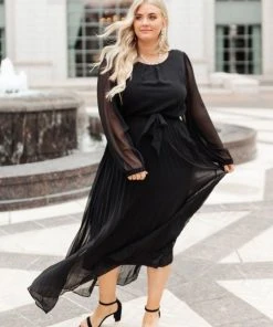 Ave Shops Black Pleated Dress - Simple & Elegant Women's Jumpsuit 15 Ave Shops Dresses, Rompers, Jumpsuits Simple And Pleated Dress In Black