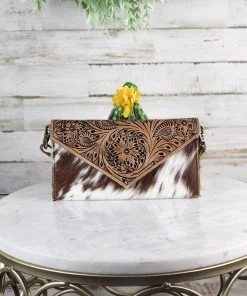 Myra Handbags & Wallets Kendra Cowhide Tooled Wallet Crossbody