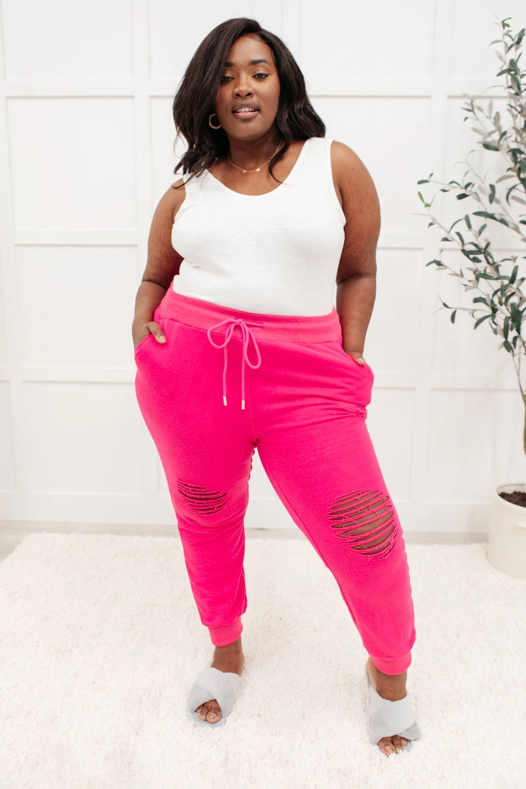 Ave Shops Kick Back Distressed Joggers - Hot Pink | Comfortable Bottoms & Jeans 12 Ave Shops Kick Back Distressed Joggers Hot Pink Bottoms & Jeans