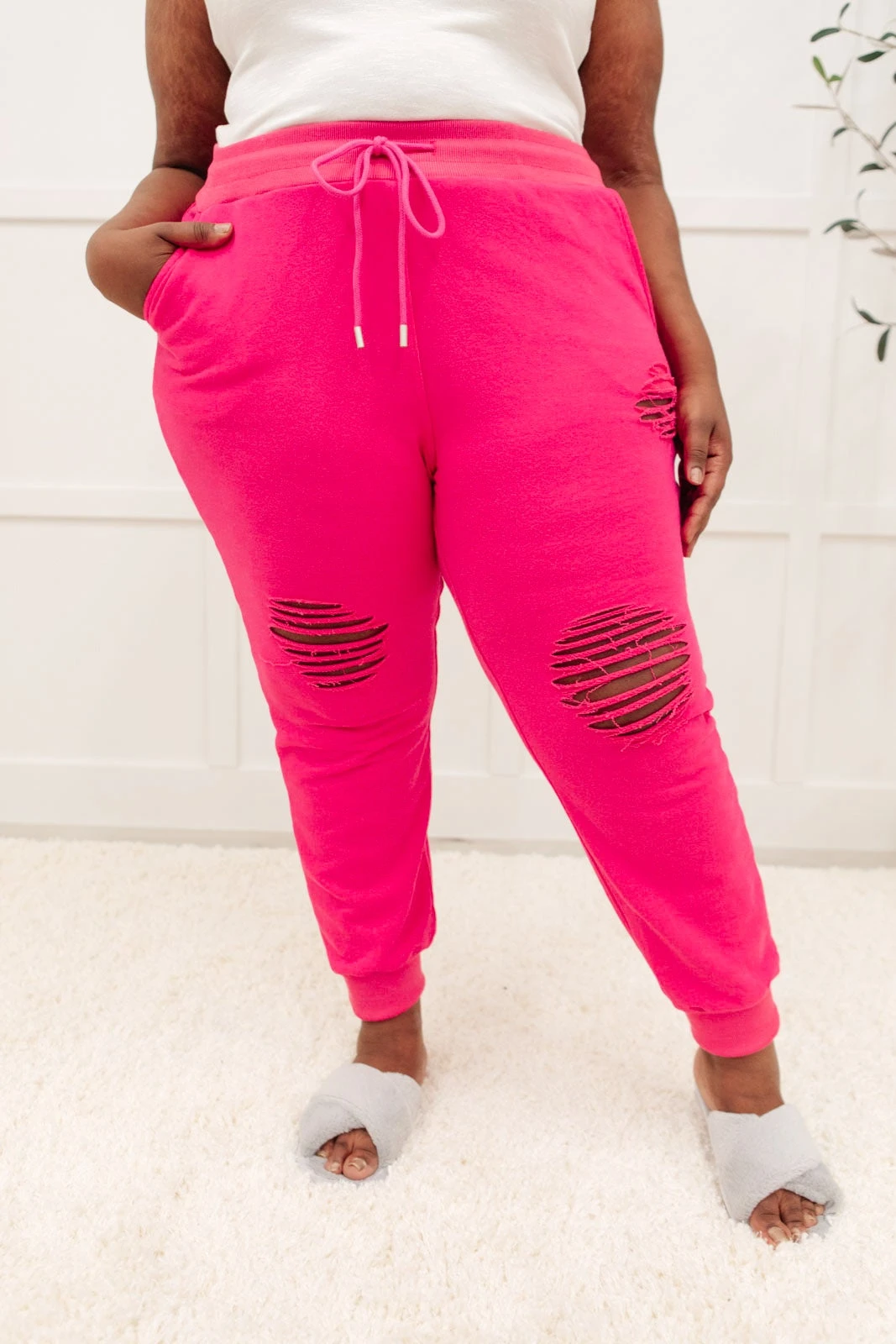Ave Shops Kick Back Distressed Joggers - Hot Pink | Comfortable Bottoms & Jeans 14 Ave Shops Kick Back Distressed Joggers Hot Pink Bottoms & Jeans