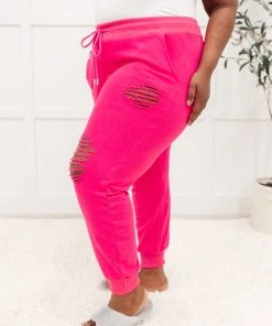 Ave Shops Kick Back Distressed Joggers - Hot Pink | Comfortable Bottoms & Jeans 39 Ave Shops Kick Back Distressed Joggers Hot Pink Bottoms & Jeans