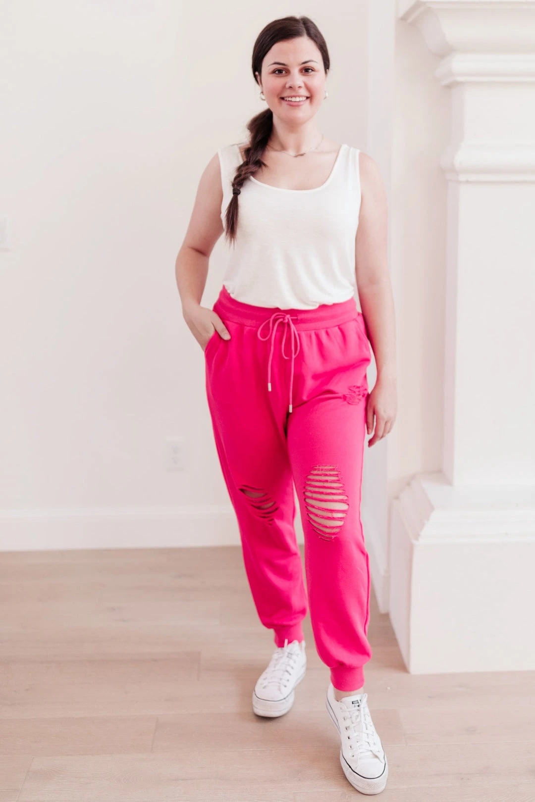 Ave Shops Kick Back Distressed Joggers - Hot Pink | Comfortable Bottoms & Jeans 16 Ave Shops Kick Back Distressed Joggers Hot Pink Bottoms & Jeans