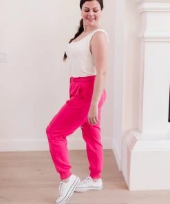 Ave Shops Kick Back Distressed Joggers - Hot Pink | Comfortable Bottoms & Jeans 44 Ave Shops Kick Back Distressed Joggers Hot Pink Bottoms & Jeans