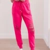 Ave Shops Kick Back Distressed Joggers - Hot Pink | Comfortable Bottoms & Jeans 2 Ave Shops Kick Back Distressed Joggers Hot Pink Bottoms & Jeans