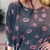 Ave Shops Kiss Kiss Top In Charcoal Clothing