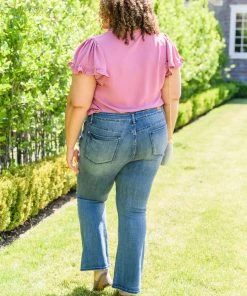 Ave Shops La Mode Contrast Trouser Flare Jeans