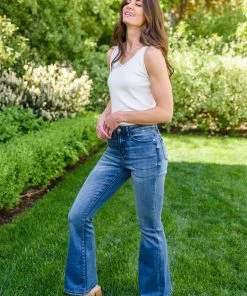 Ave Shops La Mode Contrast Trouser Flare Jeans